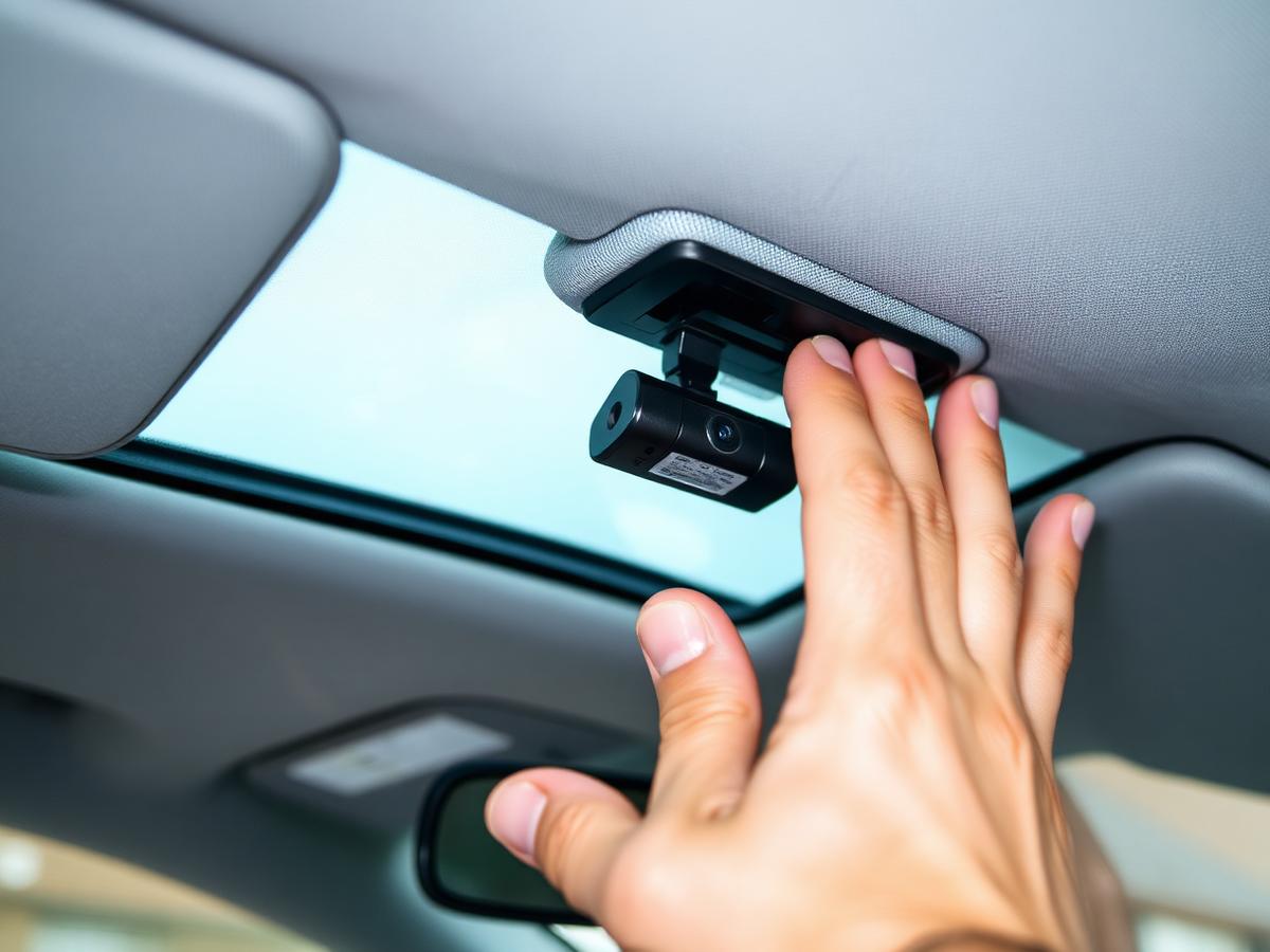 Front and rear dash cam being hard-wired into a car windscreen