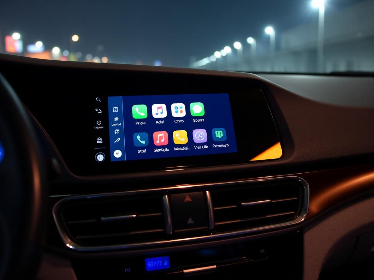 Android stereo head unit with Apple CarPlay fitted to a car dashboard